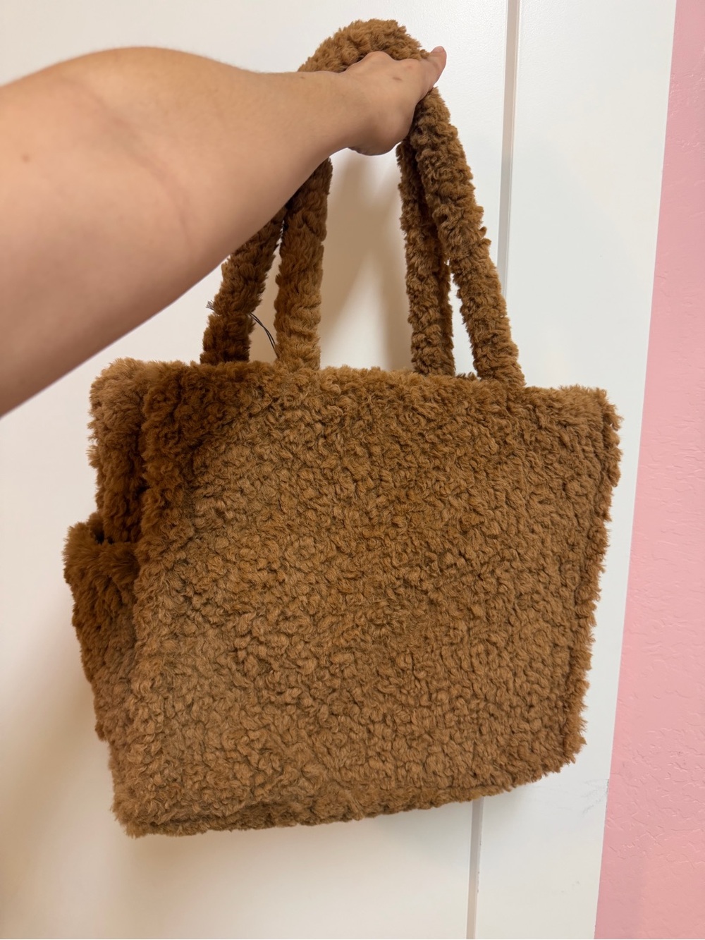 A new day Cozy Faux Shearling Tote Bag - Brown